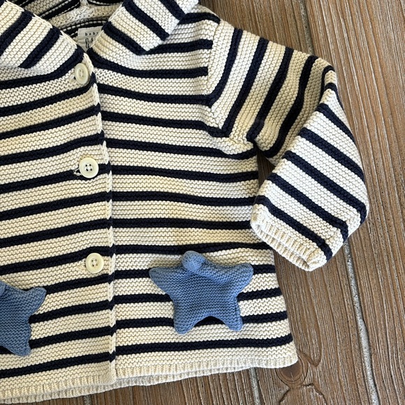 Baby Gap Navy Striped Cotton Button Up Sweater/Cardigan Size 6-12 months - Picture 6 of 8